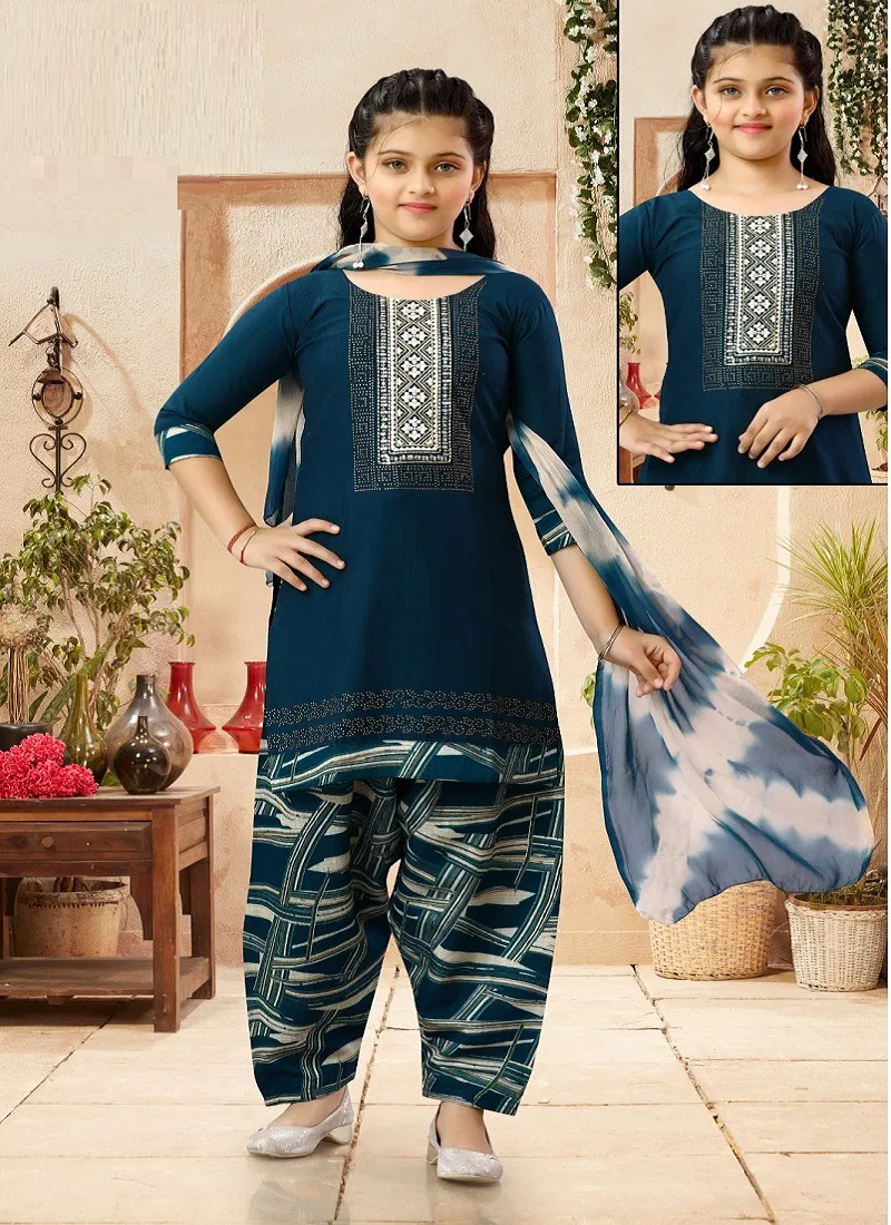 Riddhi 7 Patiyala Set Vatican Printed Kids Wear Collection